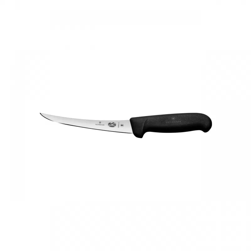 Victorinox Boning Knife Curved Narrow Blade Safety Grip Fibrox 15cm | Black