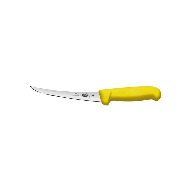 Victorinox Boning Knife Curved Narrow Blade Safety Grip Fibrox 15cm | Yellow