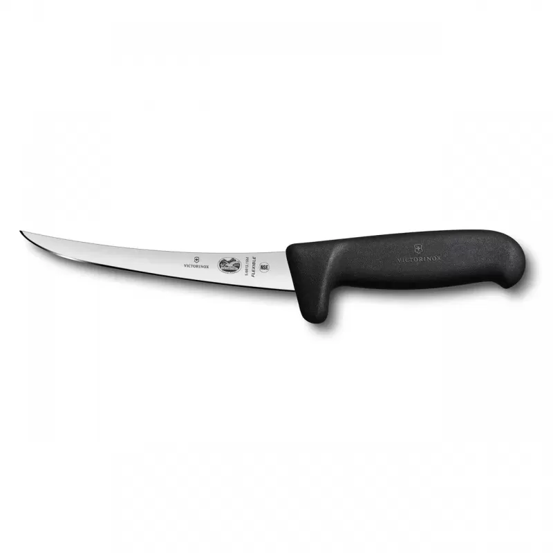 Victorinox Boning Knife Curved Flexible Narrow Blade Safety Grip Fibrox 15cm | Black