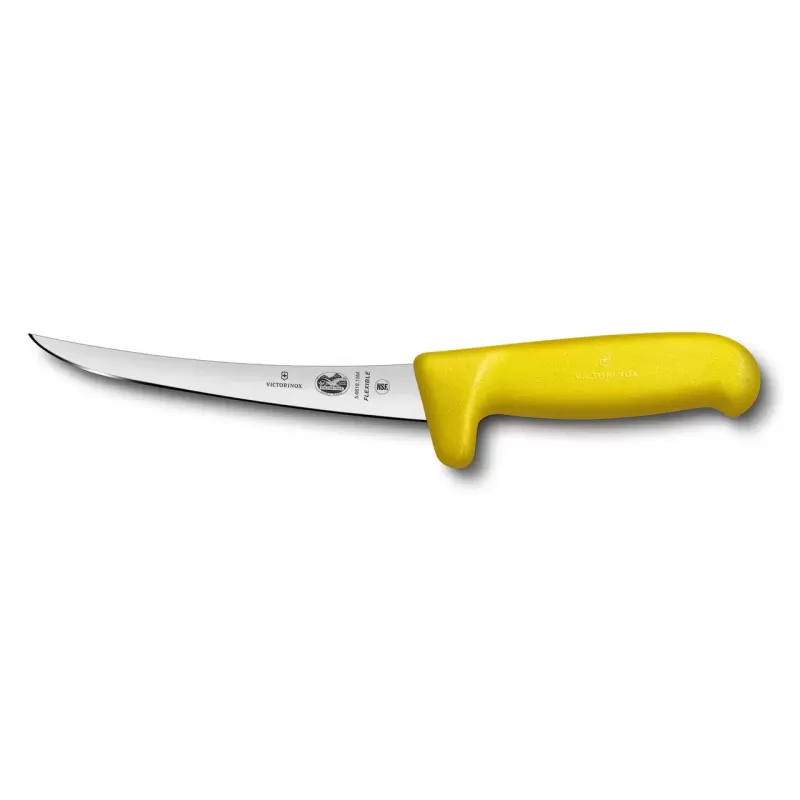 Victorinox Boning Knife Curved Flexible Narrow Blade Safety Grip Fibrox 15cm | Yellow