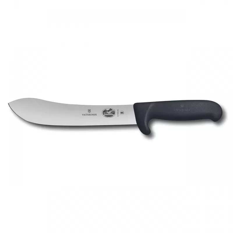 Victorinox Butcher Knife Safety Nose Wide Tip Blade Fibrox 20cm | Black