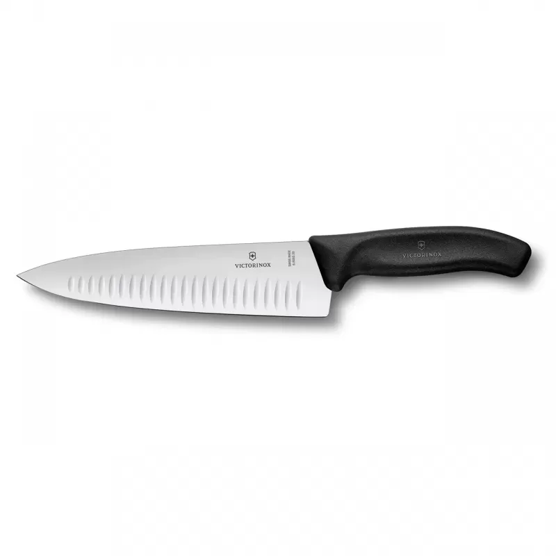 Victorinox Swiss Classic Cooks/Carving Knife Wide Fluted Blade 20cm | Black