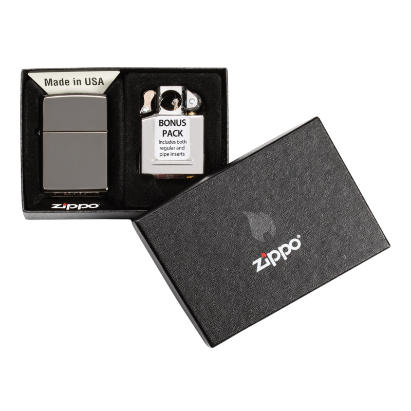 Zippo Classic Lighter with Pipe Insert | Black Ice