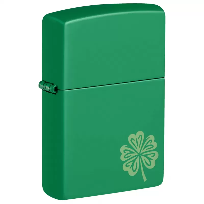 Zippo Four Leaf Clover Design | Green Matte