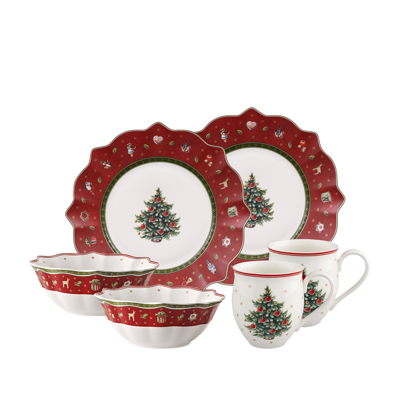 Villeroy and Boch Christmas Toy's Delight Breakfast Set Red | 6 Piece