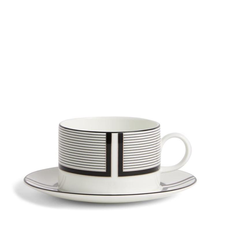 Wedgwood Vera Wang Luxe Graphite Teacup Saucer V1 | 235ml