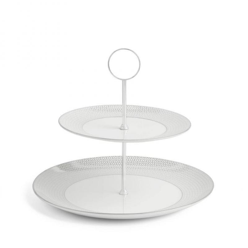 Wedgwood Gio Platinum Cake Stand | 2 Tier