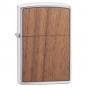 Zippo Walnut Emblem Brushed Chrome Lighter