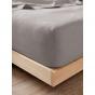 Linen House Nimes Linen Fitted Sheet 50cm | Queen | Ash 