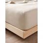 Linen House Nimes Linen Fitted Sheet 50cm | Queen | Natural 