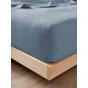 Linen House Nimes Linen Fitted Sheet 50cm | King | Nightfall Blue