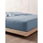 Linen House Nimes Linen Fitted Sheet 50cm | King | Nightfall Blue
