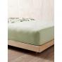 Linen House Nimes Linen Fitted Sheet 50cm | Queen | Wasabi 