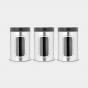BRABANTIA Storage Canister with Window 1.4 Litre, Set of 3 - Matt Steel