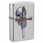 Zippo Sword Skull Design Brushed Chrome