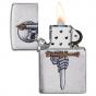 Zippo Sword Skull Design Brushed Chrome