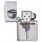 Zippo Sword Skull Design Brushed Chrome