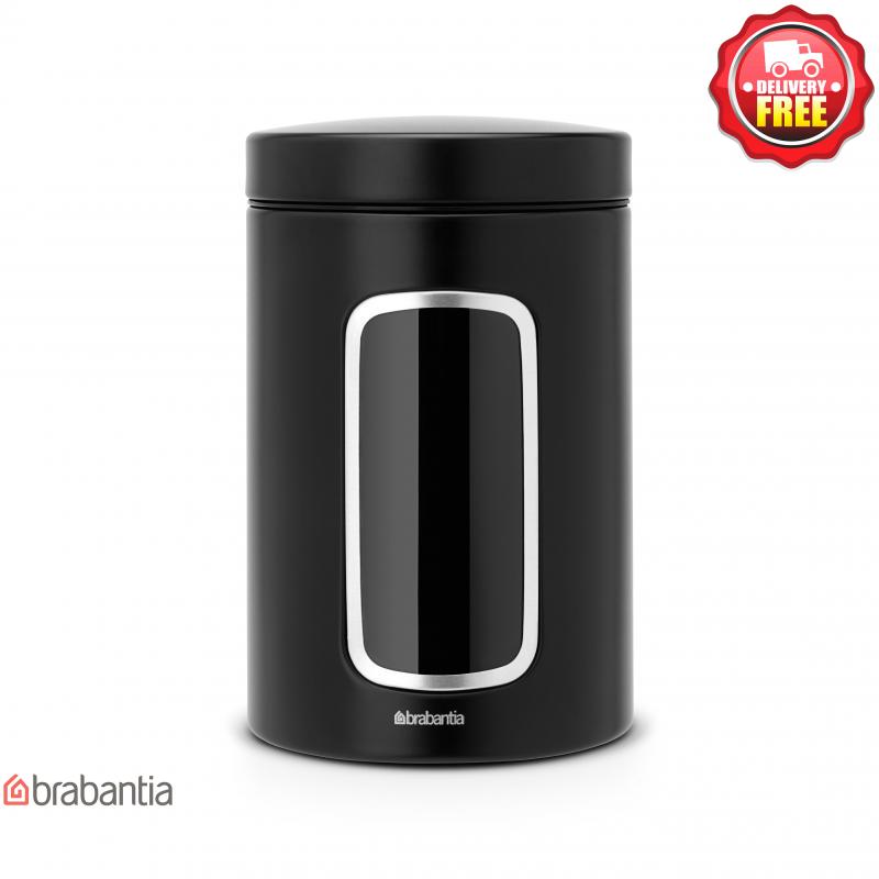 BRABANTIA Storage Canister with Window 1.4 Litre Matt Black